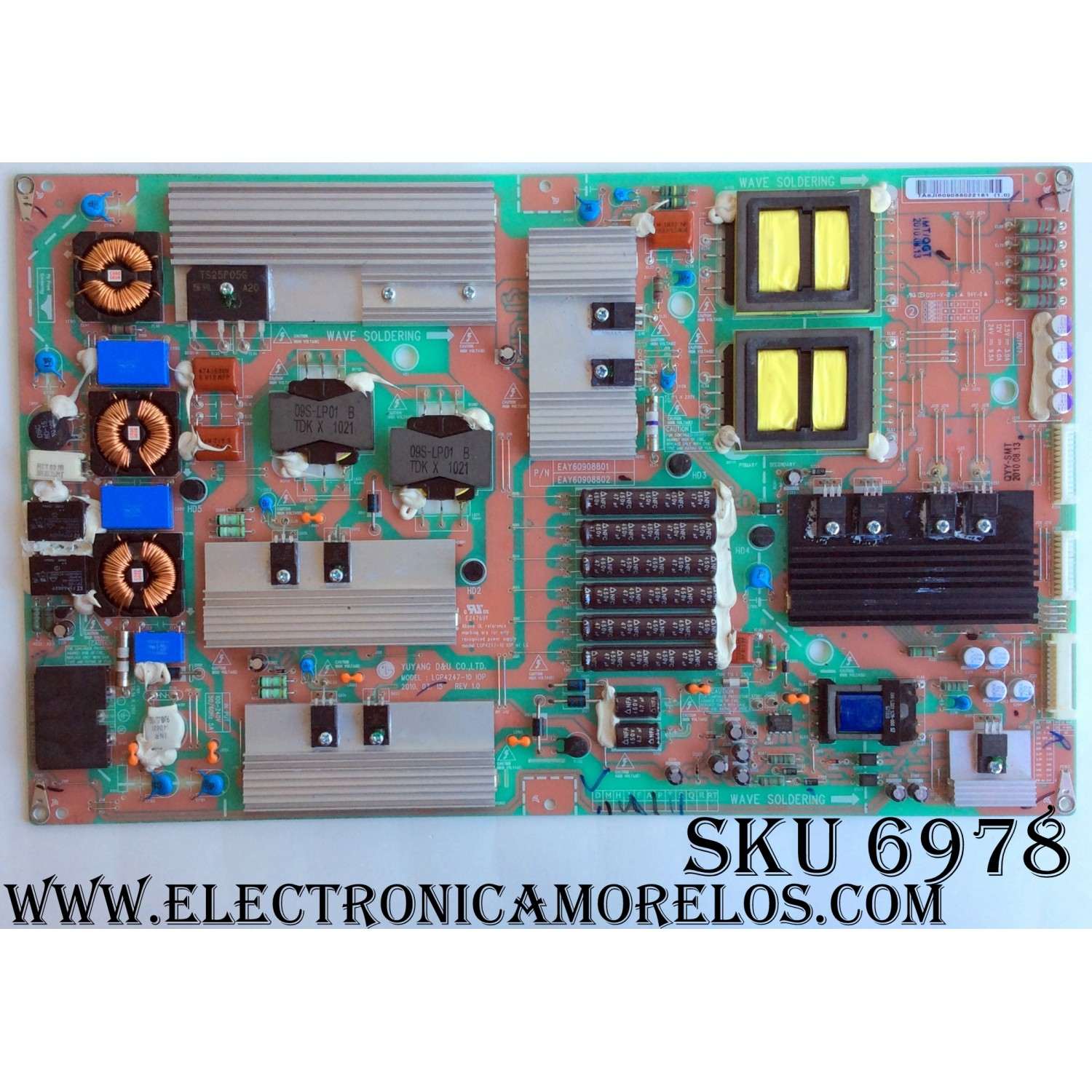 FUENTE DE PODER / LG EAY60908802 / 60908802 / LGP4247-10 IOP / SUSTITUTA EAY60908801 / PANEL LC550EUB (SC)(A1) / MODELOS 55LE5500-UA / 55LV5300-UB / 55LE5400-UC / 55LV5300-UA AUSZLHR / 55LX6500-UB AUSWLUR